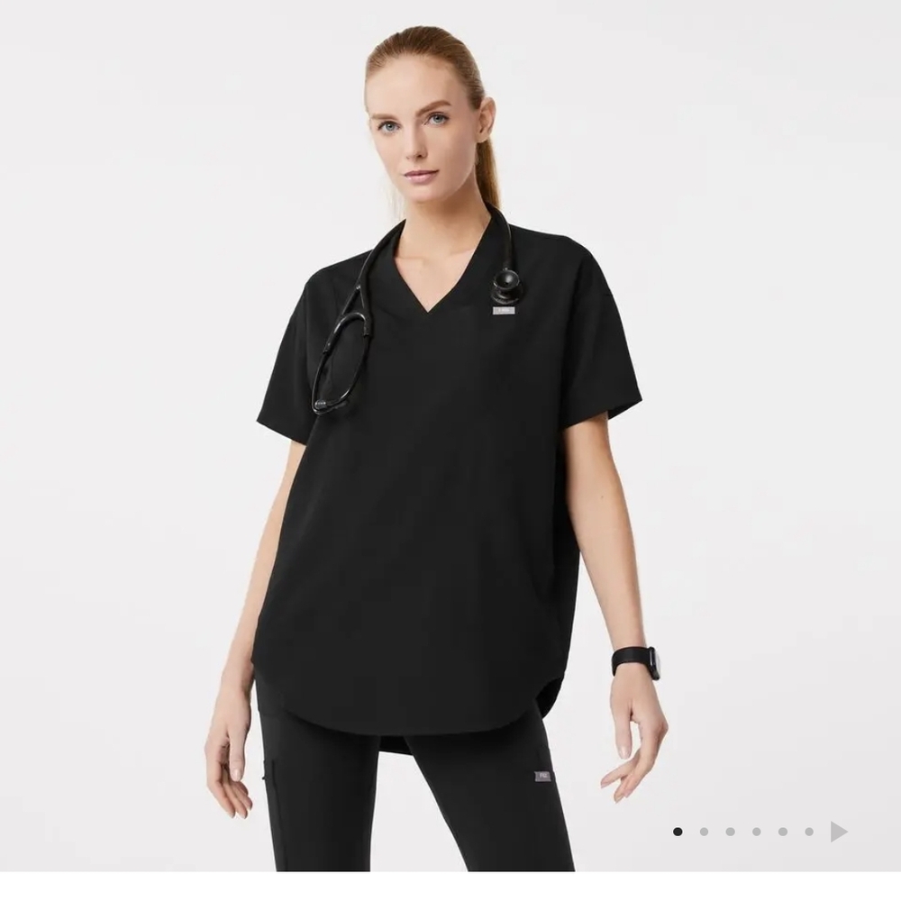 Figs Black Relaxed Short Sleeve Tee